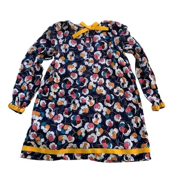 Hanna Anderson Floral Shift Dress Girls 5 110 Multicolor Long Sleeve Bow Unlined - Picture 6 of 9